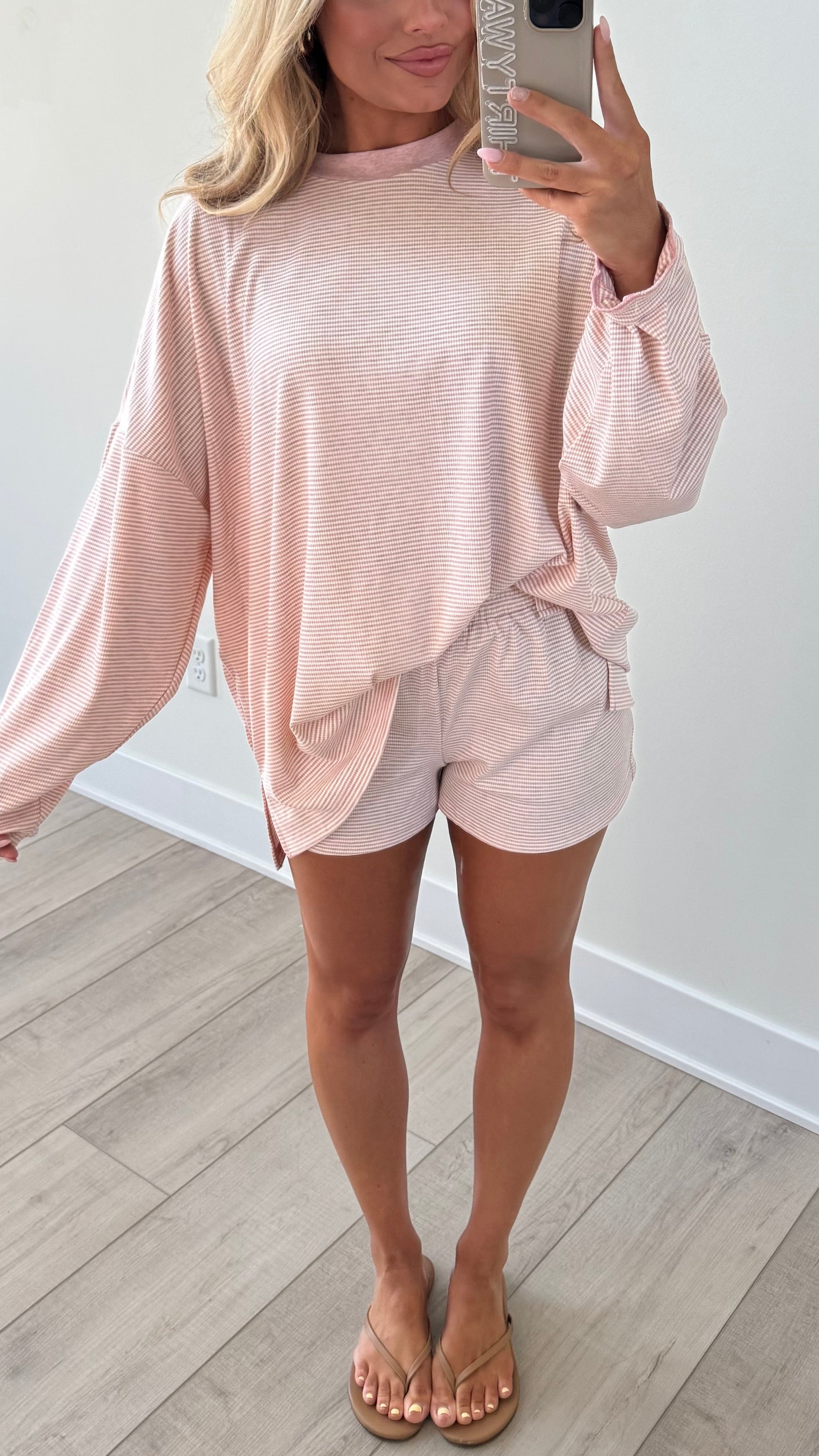LAKESIDE RIBBED LOUNGE SHORTS PINK