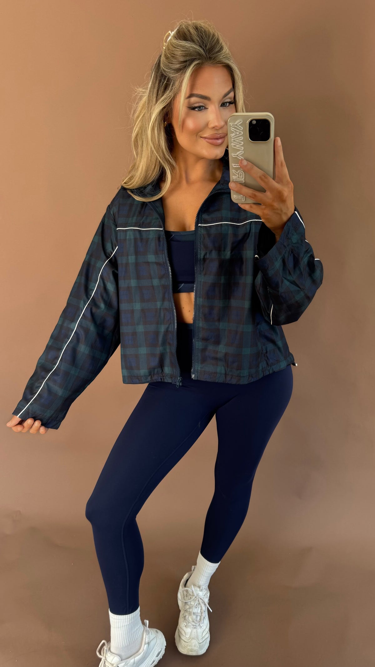 MILLIE PLAID WINDBREAKER NAVY