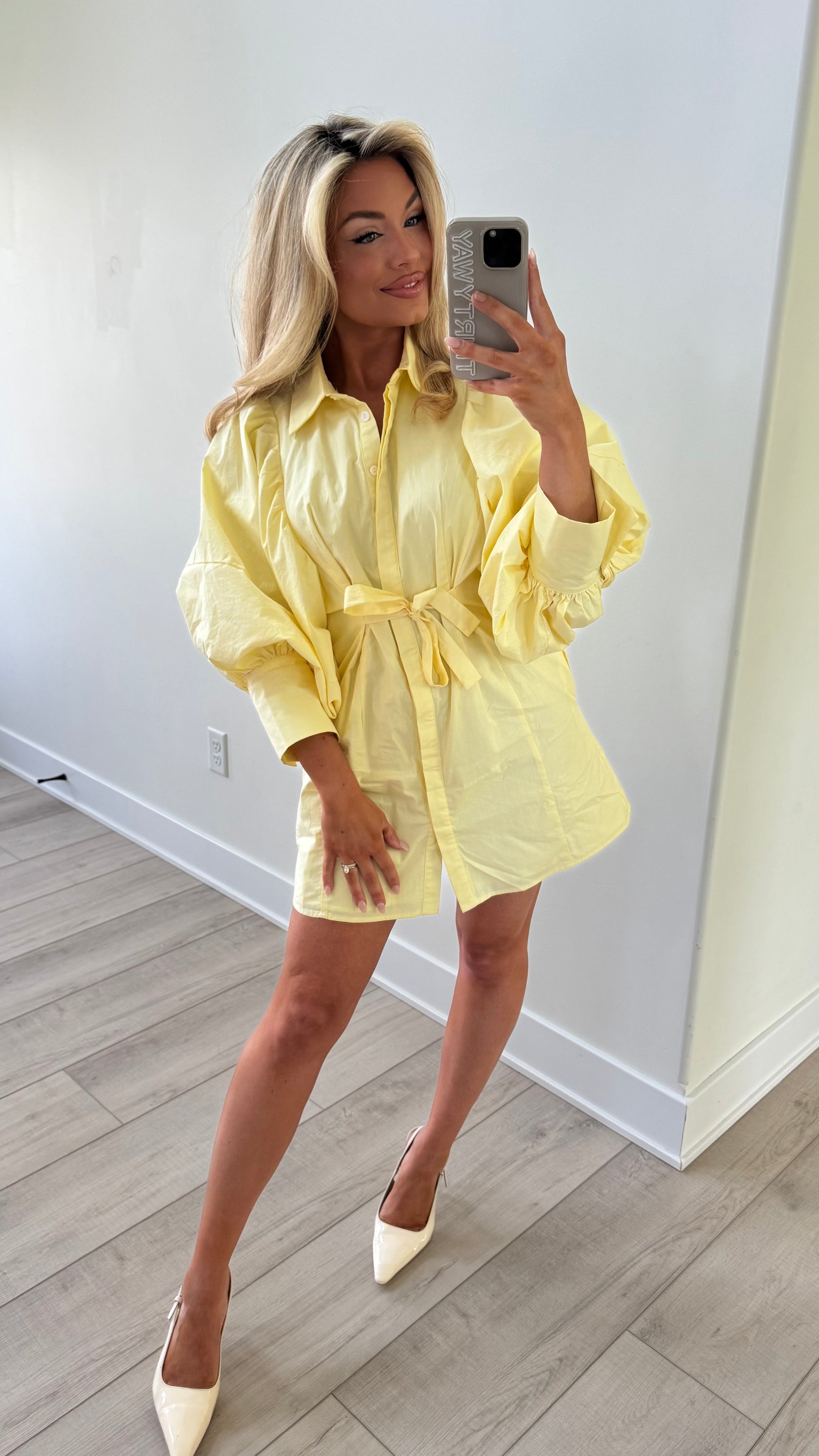 ROSEMARY PUFF SLEEVE DRESS LEMON