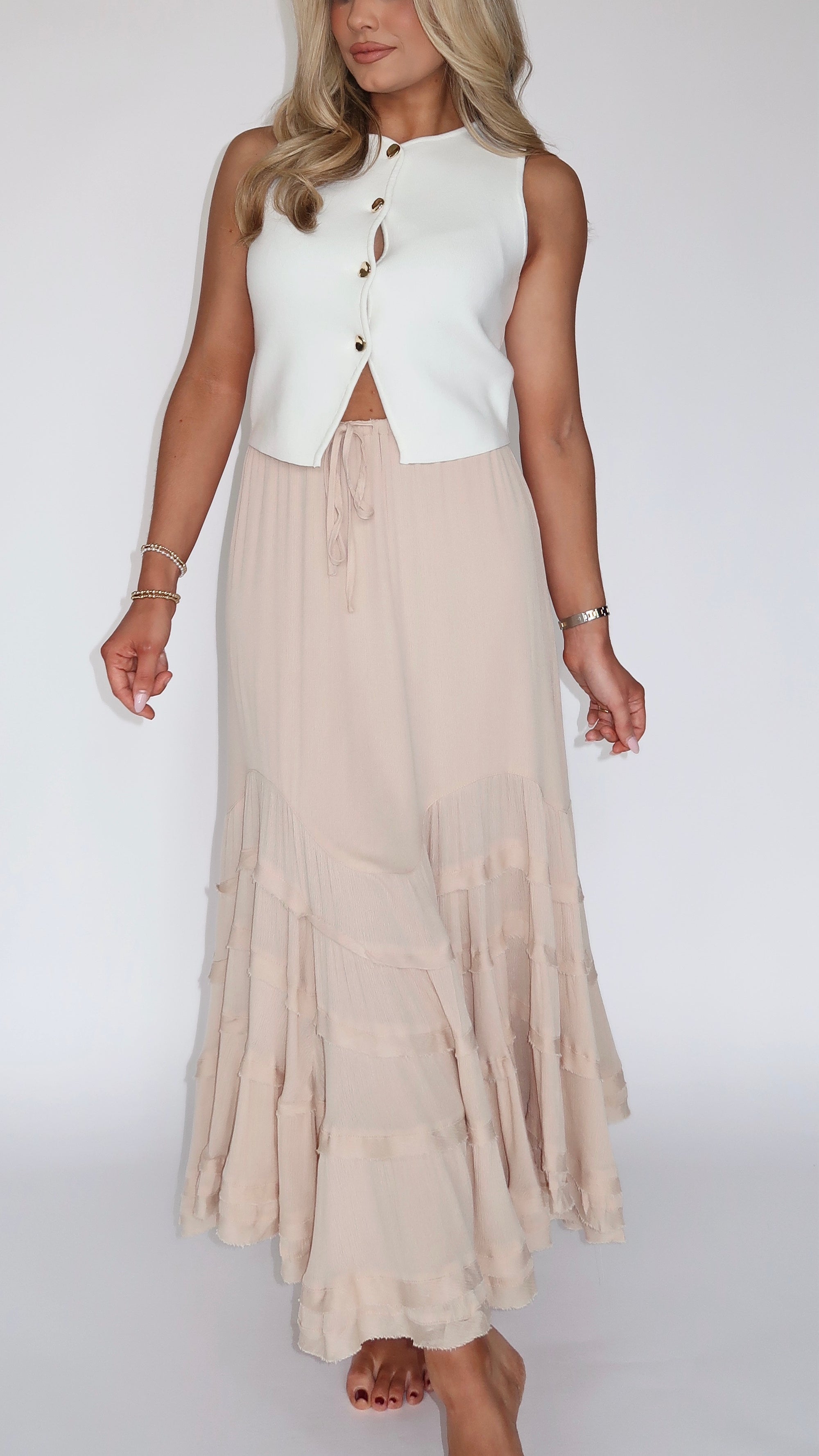 CAPE CODE TIERED MAXI SKIRT