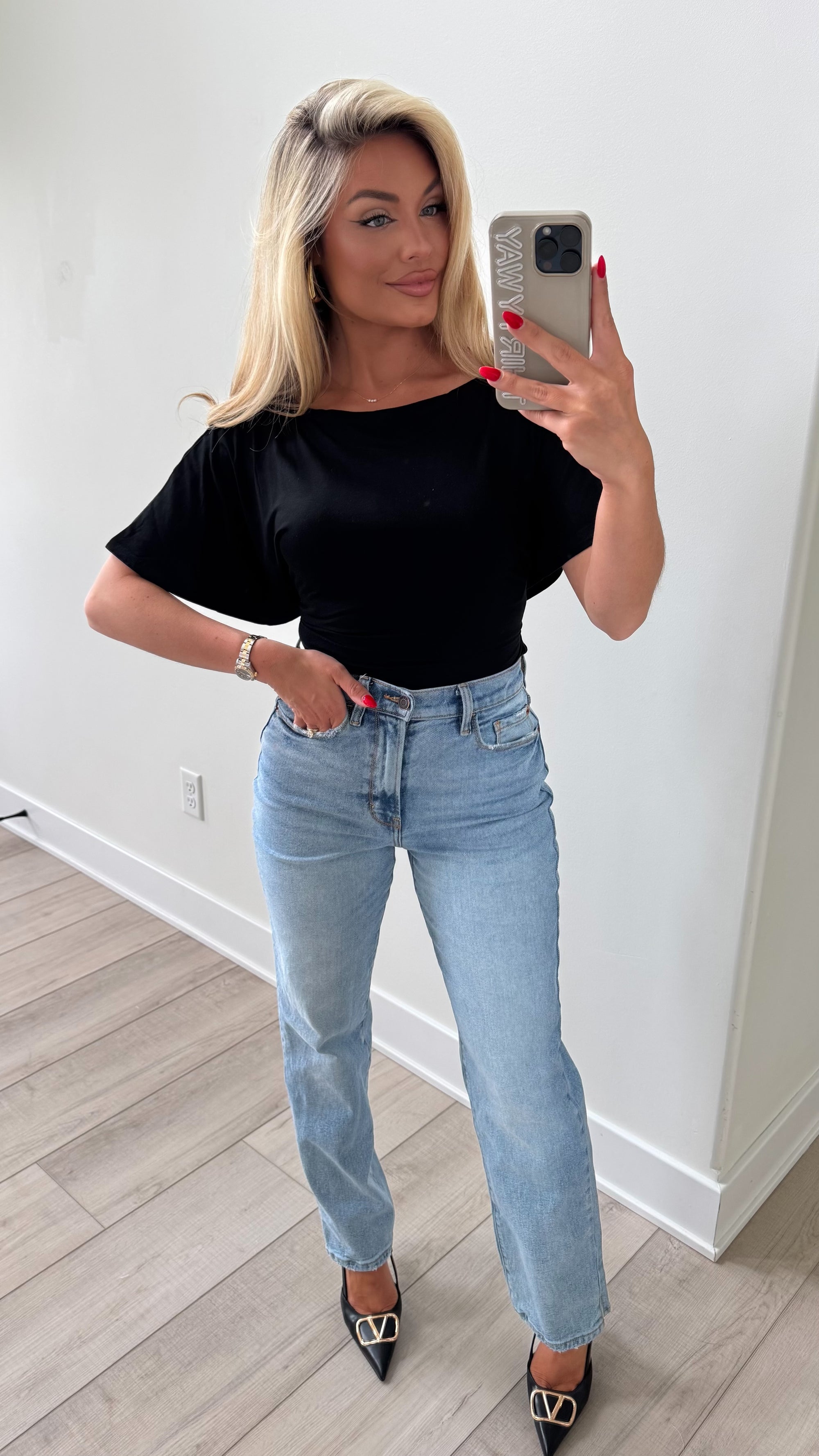 SNATCH WAIST TOP BLACK