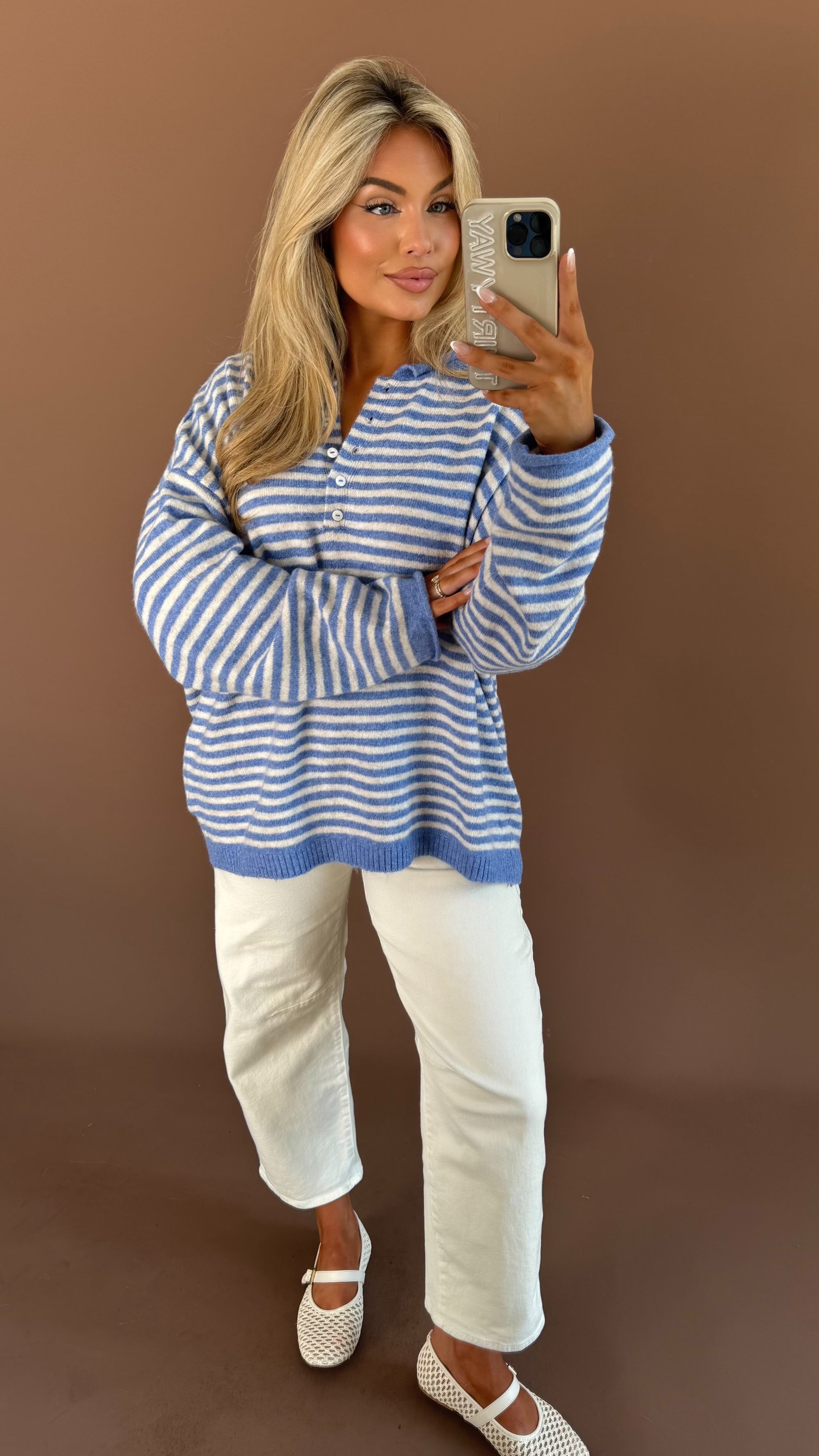 COLD BREW STRIPED SWEATER BLUE