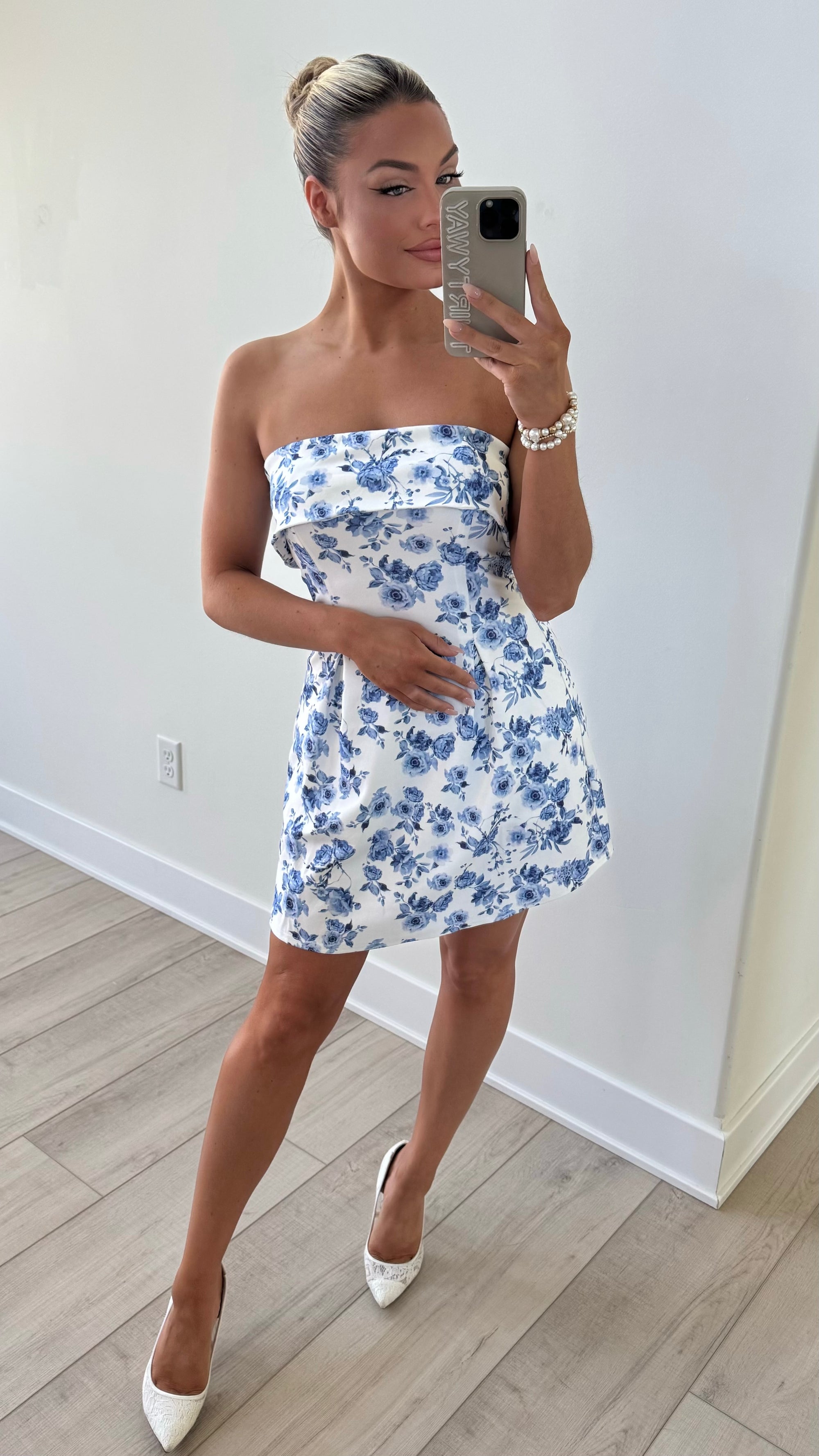 KEEPSAKE BLUE FLORAL MINI DRESS