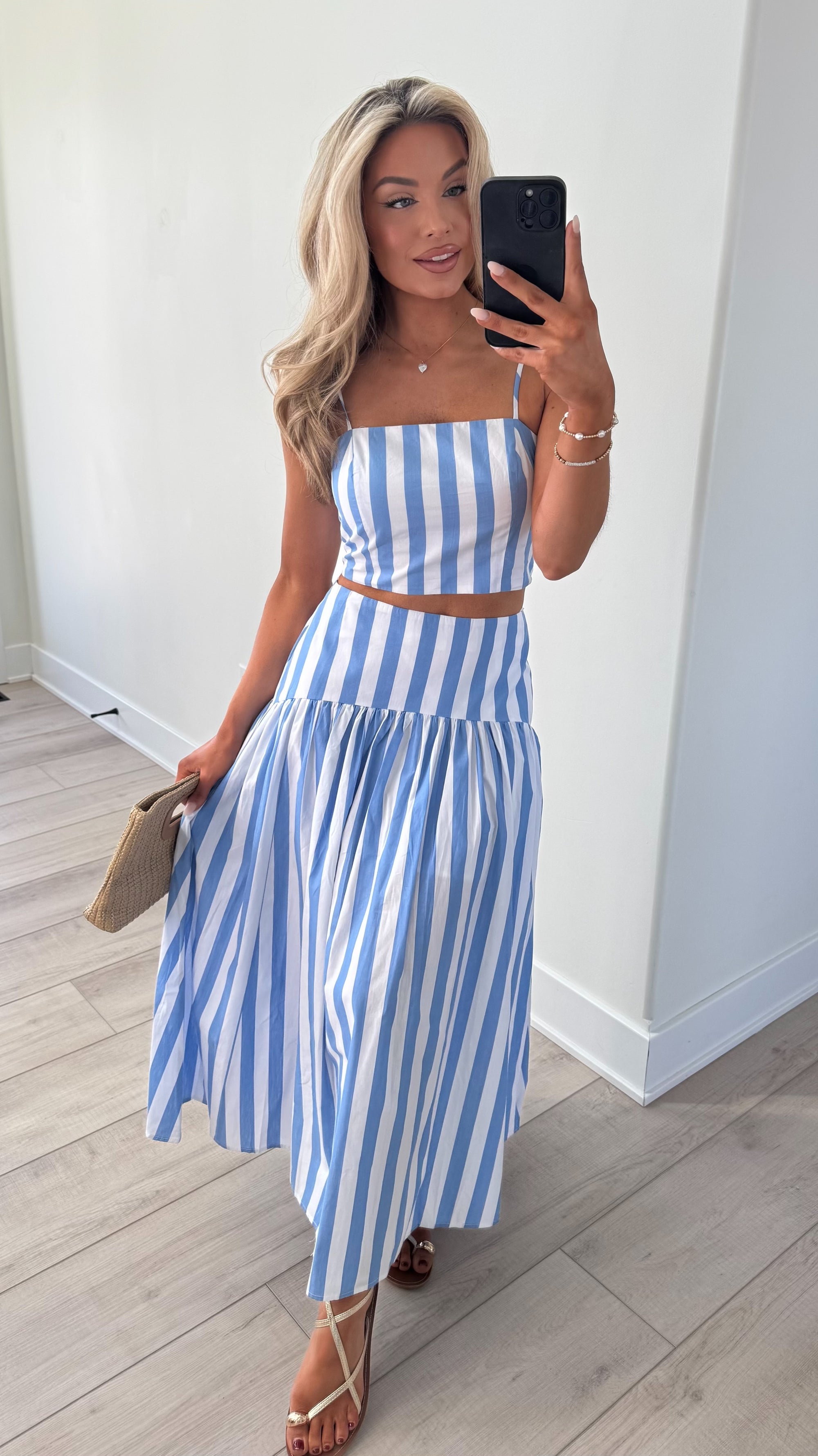 SAIL HIGH-WAISTED STRIPED SKIRT
