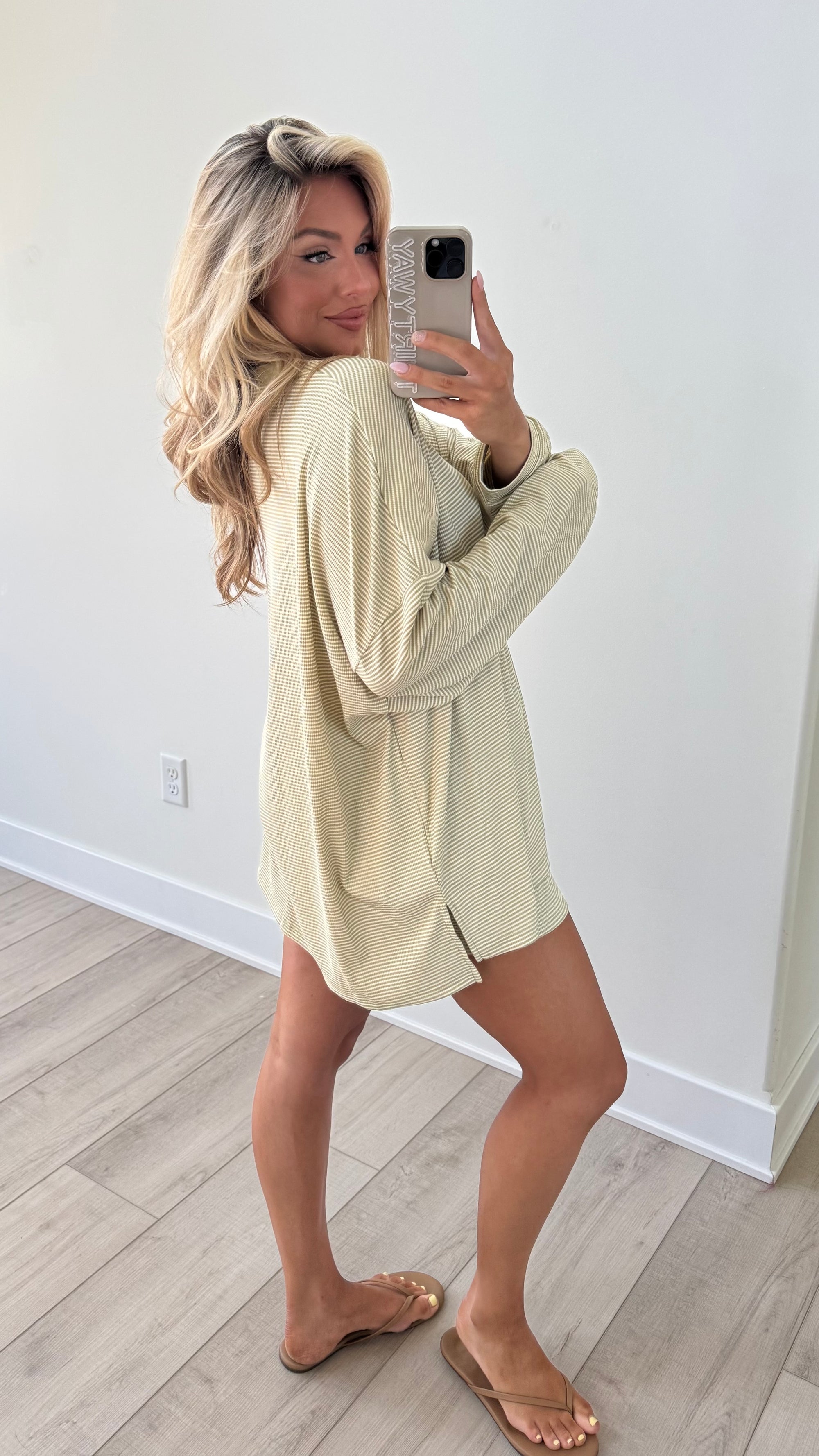 LAKESIDE RIBBED LOUNGE SHORTS MATCHA