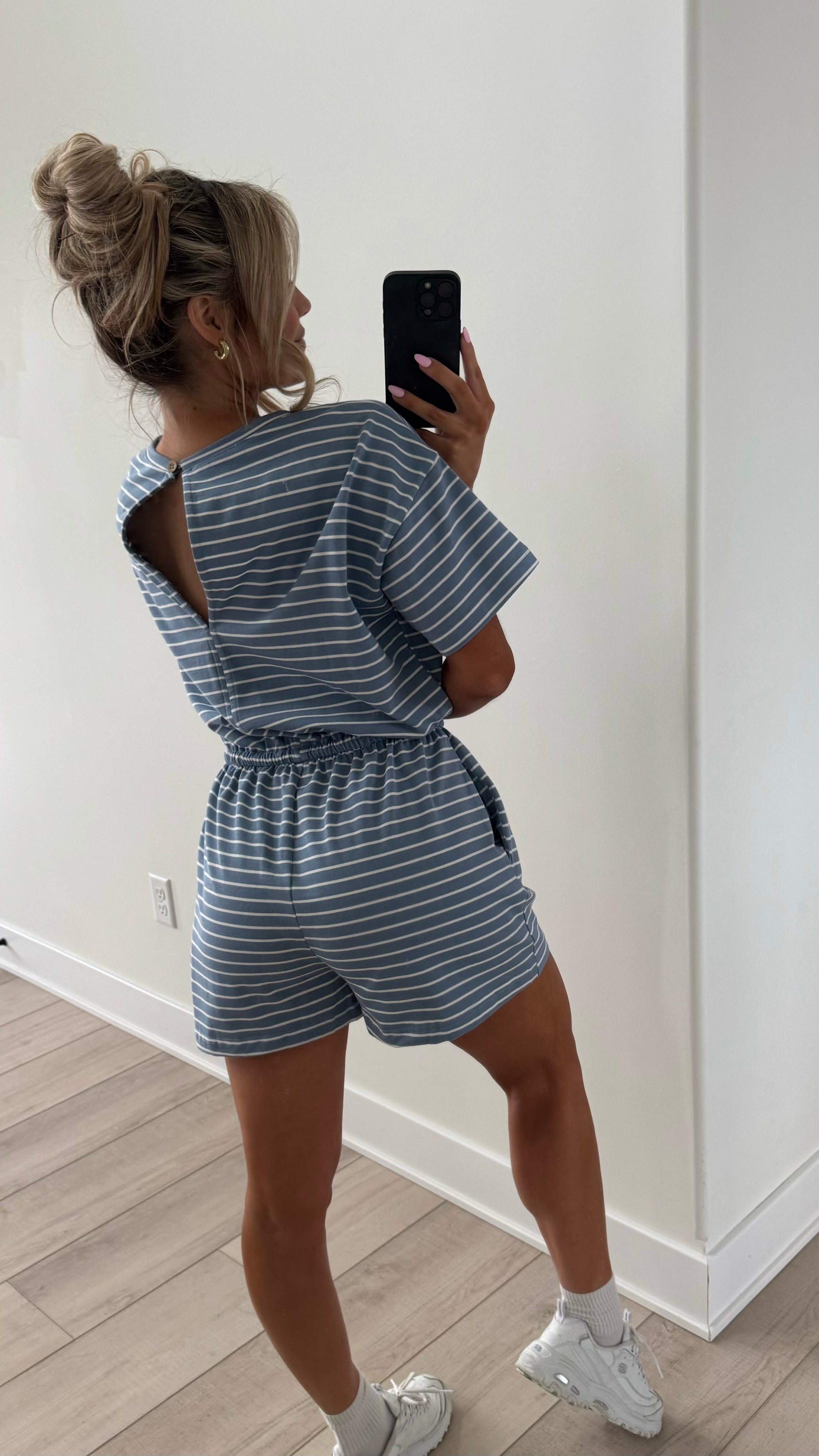 BLUE HAVEN STRIPED ROMPER