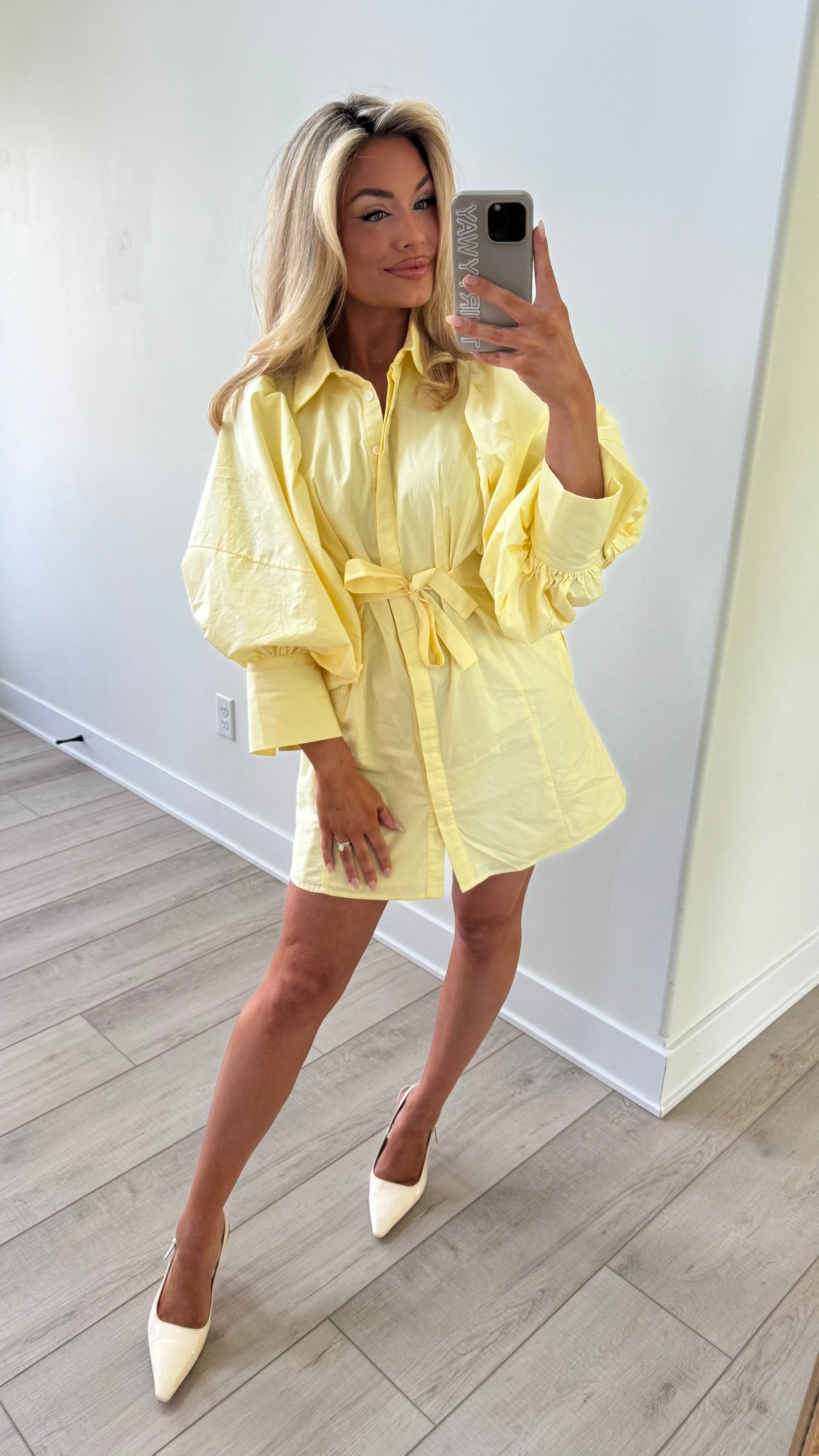 ROSEMARY PUFF SLEEVE DRESS LEMON